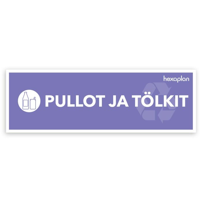 Pullot ja tölkit -lajittelutarra 300x100mm