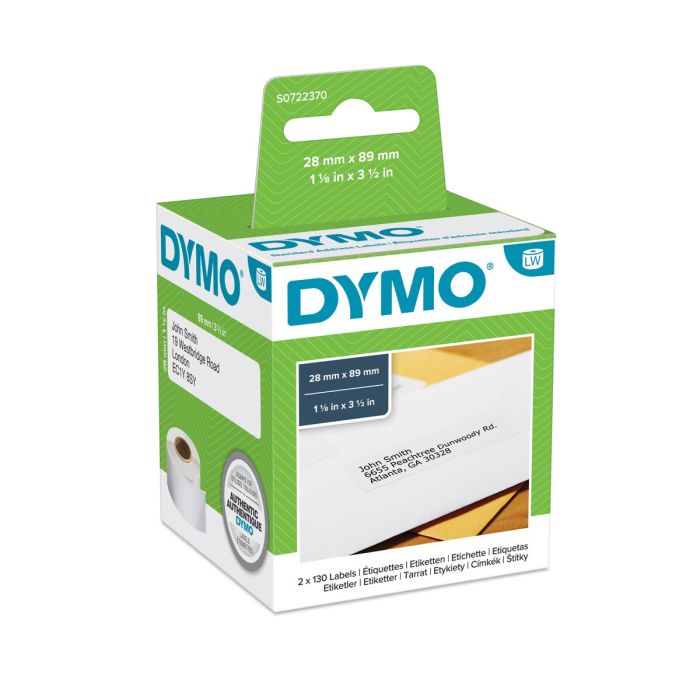 Dymo LabelWriter-tarra 89x28 mm, 2 rullaa/pakkaus